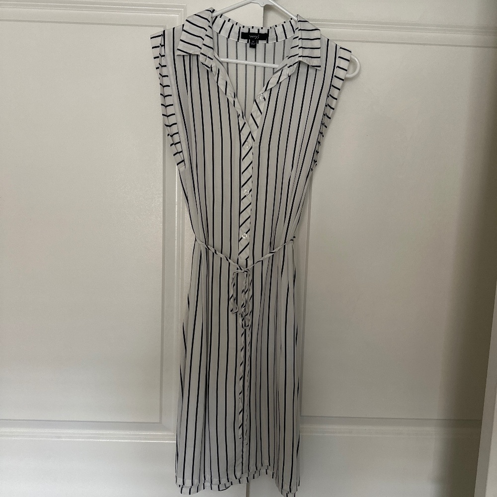 White and black striped dress
